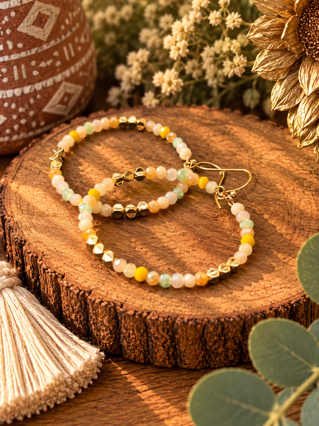 Daisy Beaded Hoops