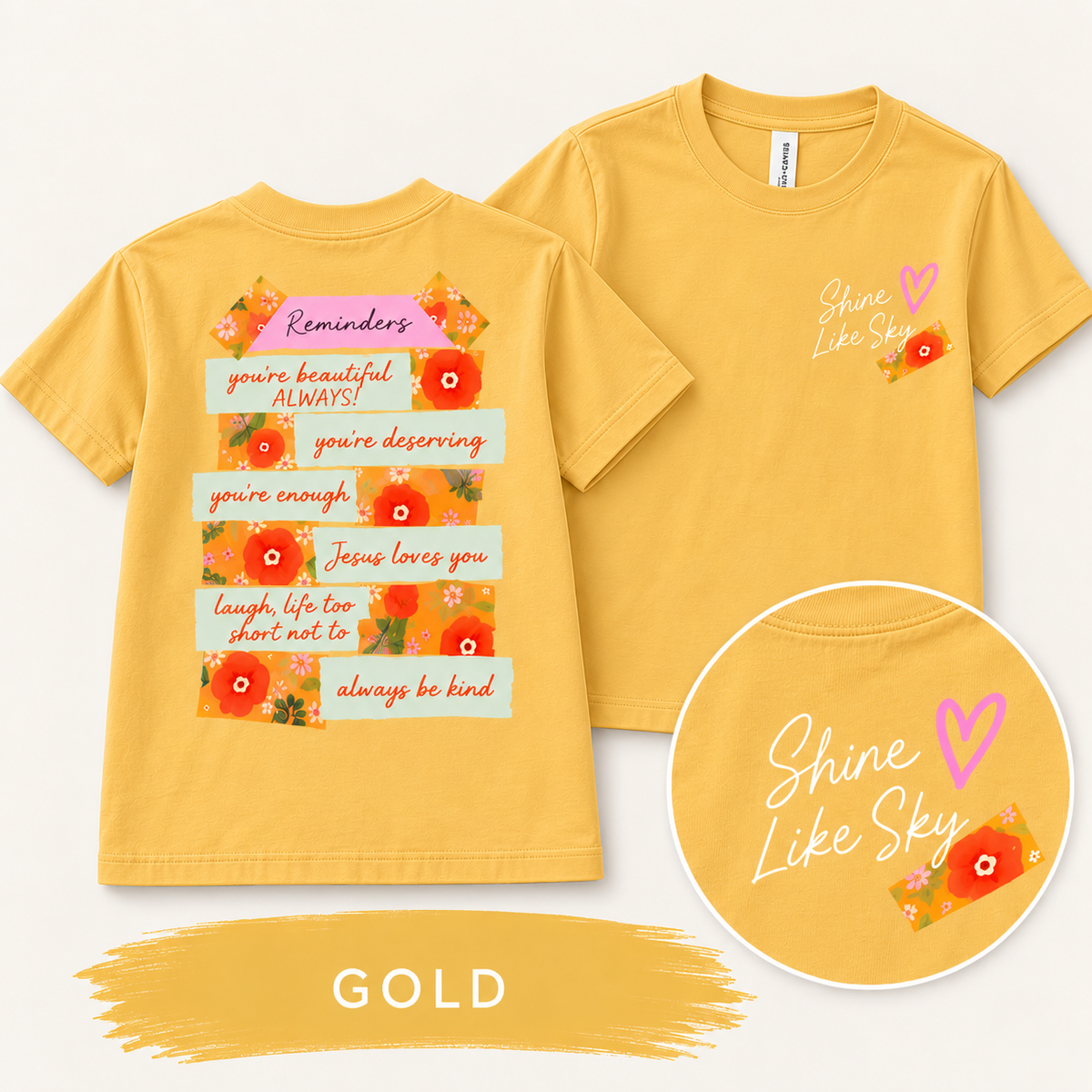 Youth Shine Like Sky “Reminders” Tee | Bella+Canvas | PREORDER