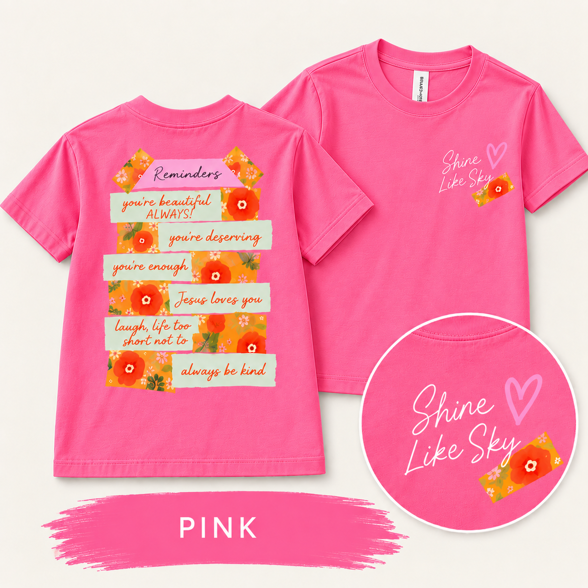 Youth Shine Like Sky “Reminders” Tee | Bella+Canvas | PREORDER