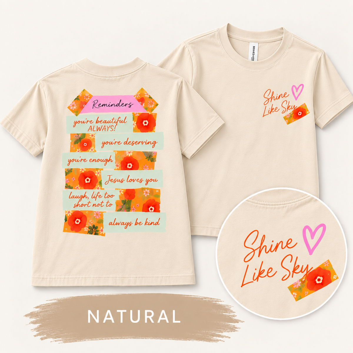 Youth Shine Like Sky “Reminders” Tee | Bella+Canvas | PREORDER