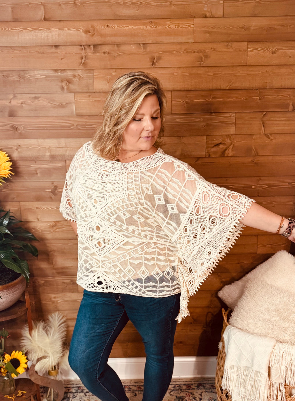 Meadow Lace Poncho Top