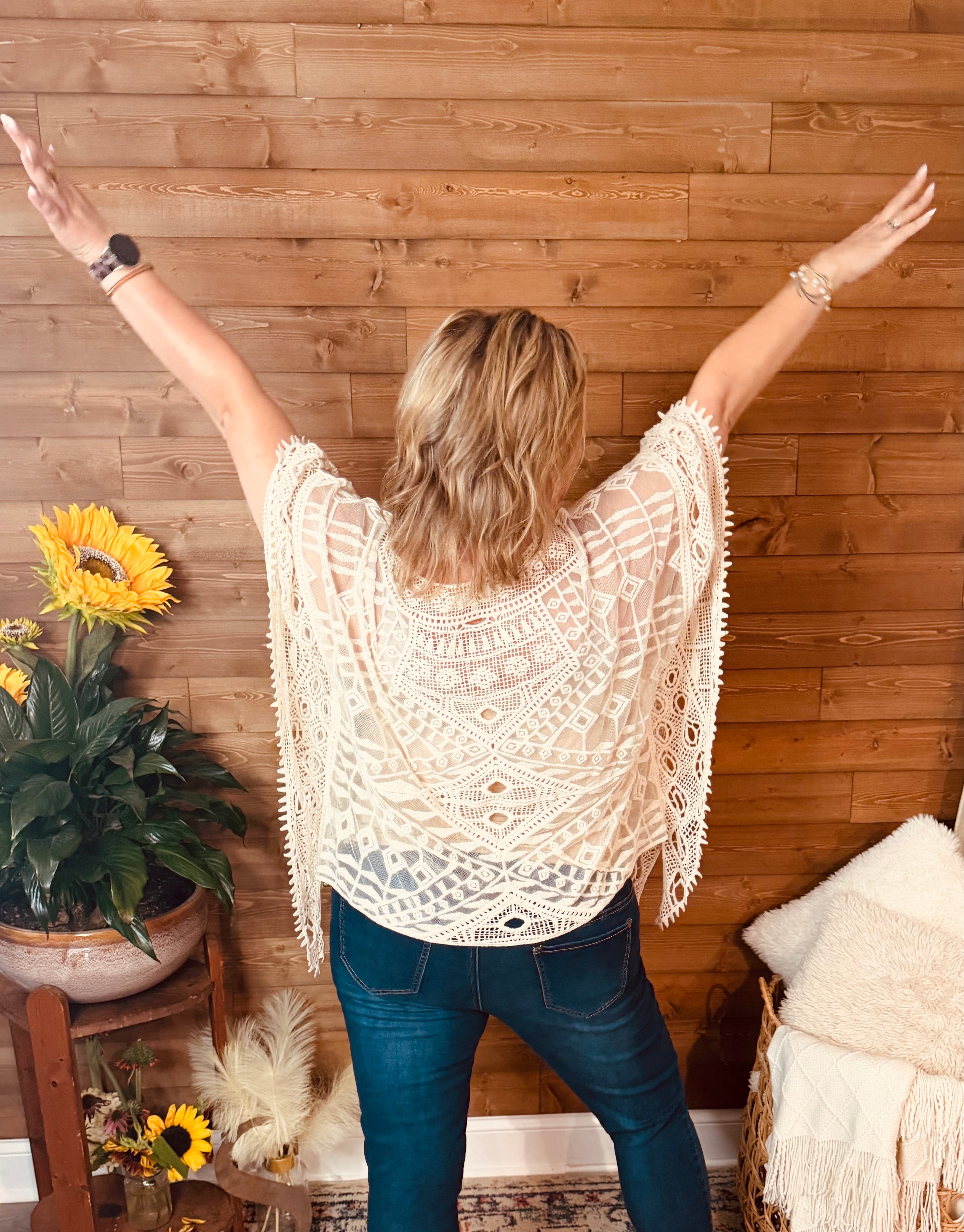 Meadow Lace Poncho Top