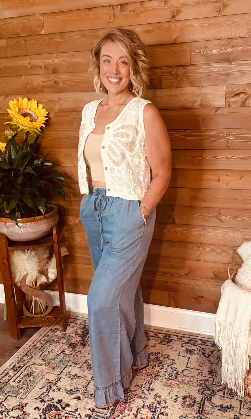 Blue Skies Ruffle Pants