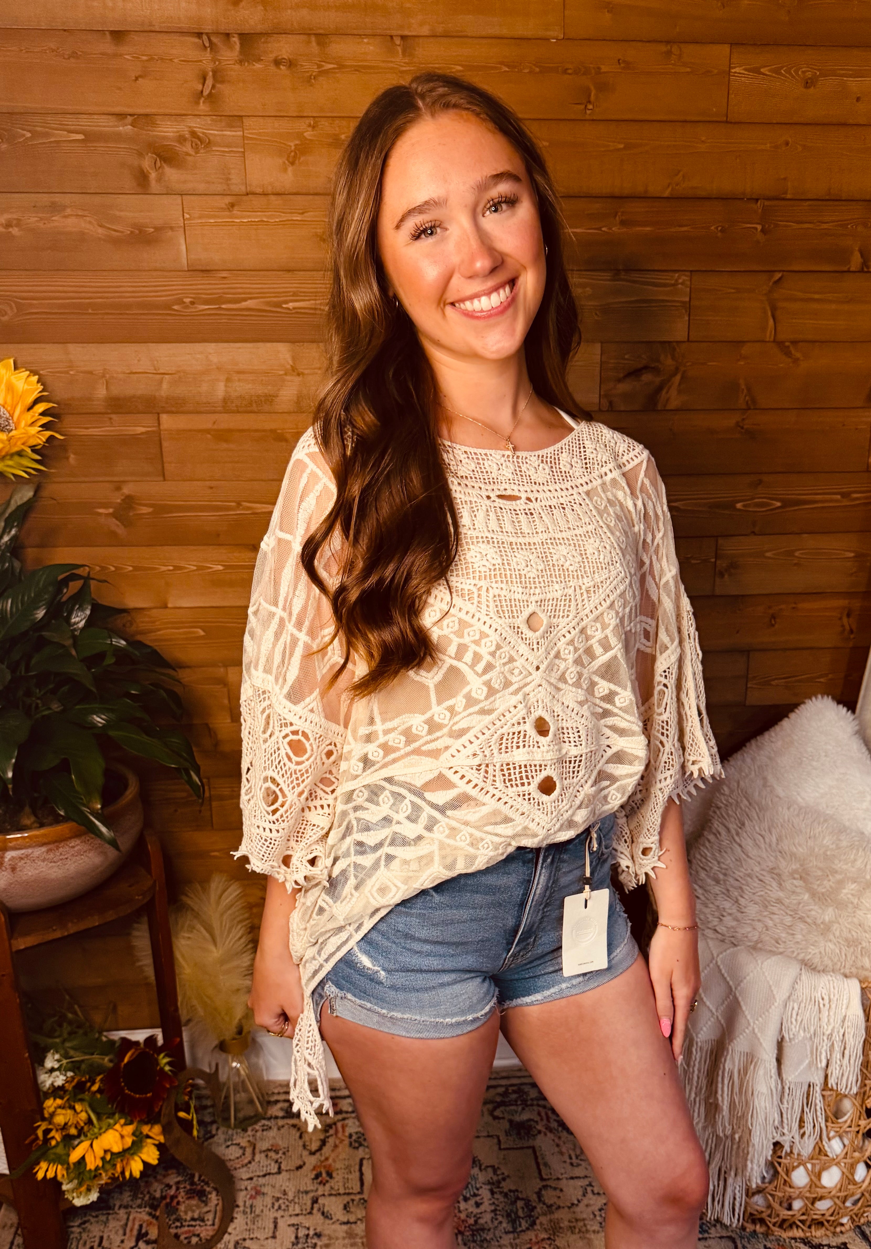 Meadow Lace Poncho Top