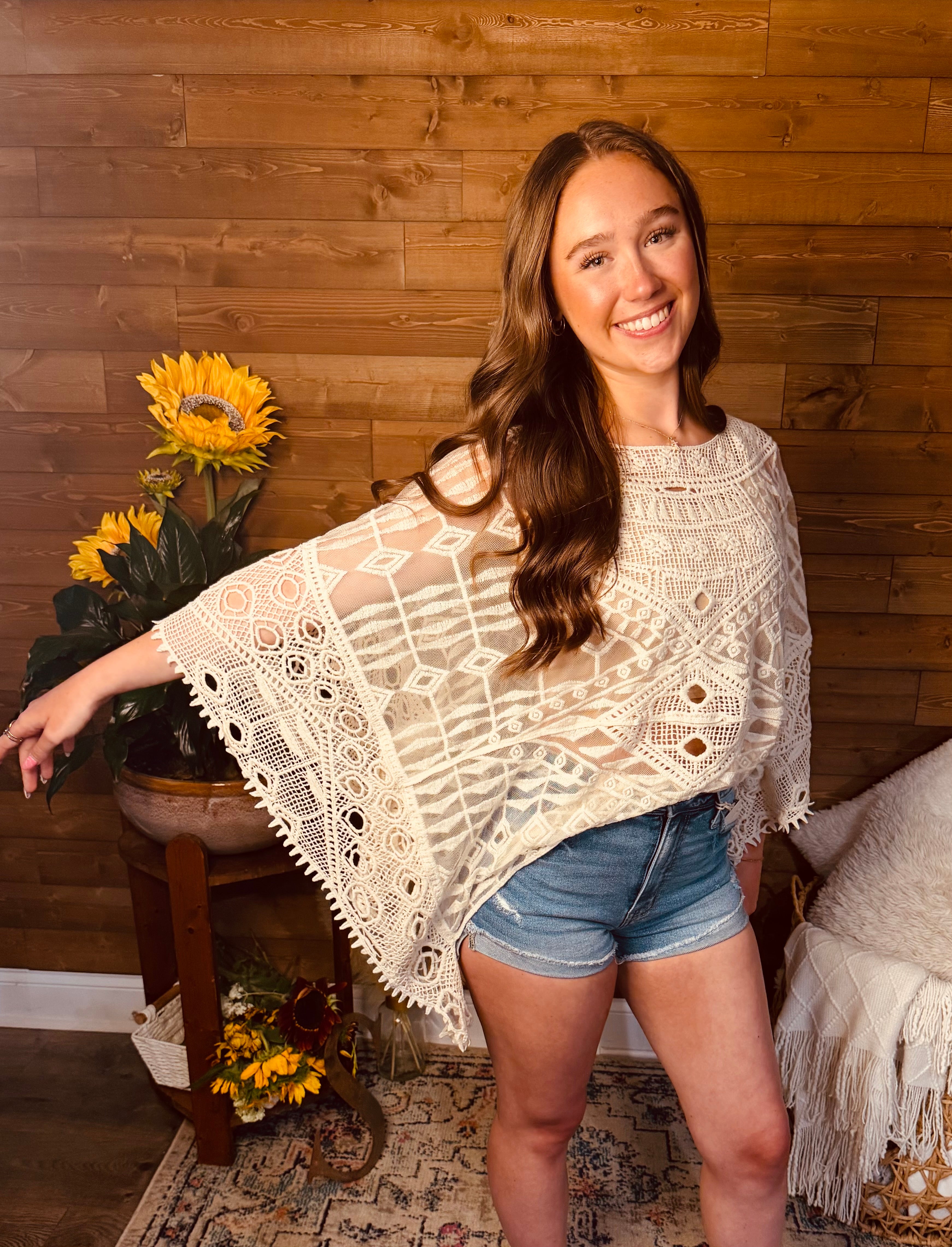 Meadow Lace Poncho Top