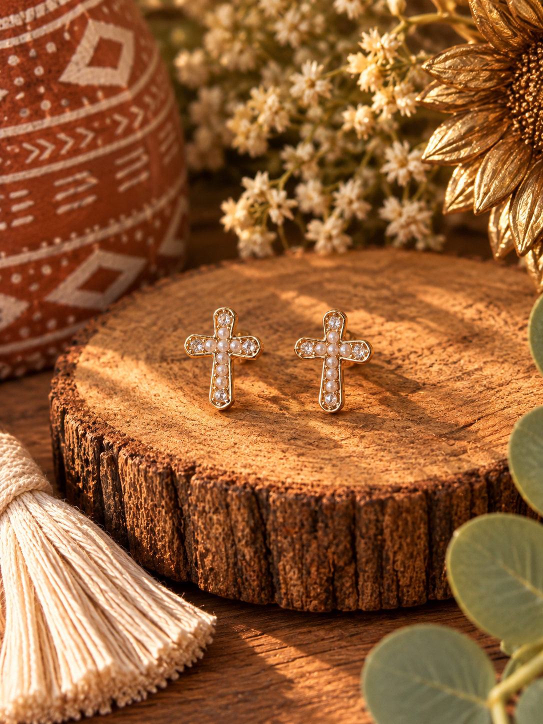 Pearl Cross Studs